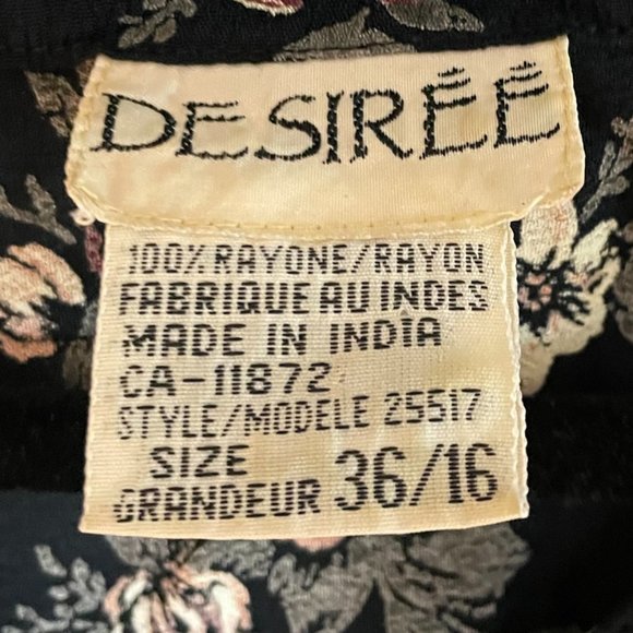 Vintage 90's Indian Rayon Floral 2 piece Dress Grunge Flowy Size 16/18 (SKU:37W) - Picture 4 of 5